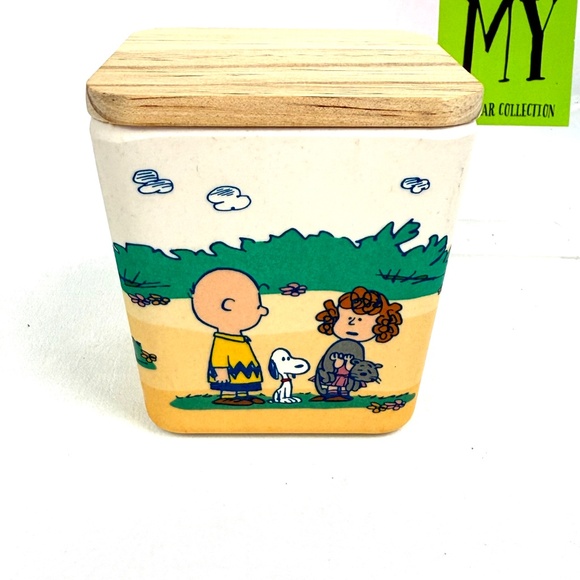 Peanuts Snoopy & Charlie Brown Kitchen Storage Jar – Bamboo Lid | Vintage Cartoo - Picture 5 of 10